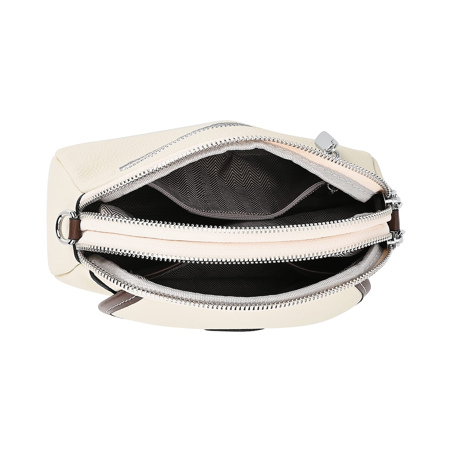 Genuine Leather Sling Crossbody Bag With Adjustable Shoulder Strap - White Genuine Leather Sling Crossbody Bag With Adjustable Shoulder Strap - White