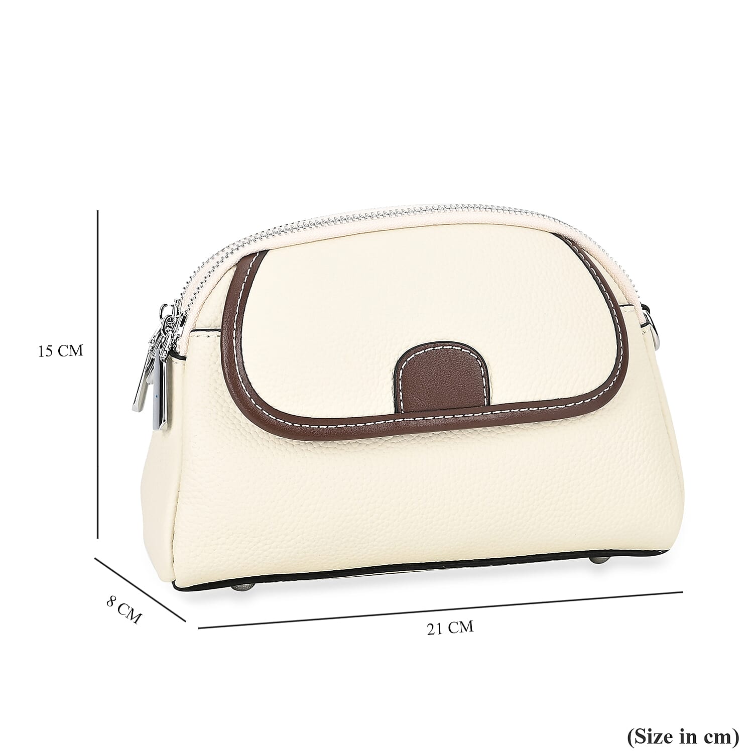 Genuine Leather Sling Crossbody Bag With Adjustable Shoulder Strap - White Genuine Leather Sling Crossbody Bag With Adjustable Shoulder Strap - White