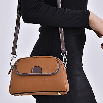 https://tjcuk.sirv.com/Products/77/7/7774508/Leather-Solid-Crossbody-Bag-Size-21x8x15-cm-Tan-Black_7774508_2.jpg?w=342&h=342