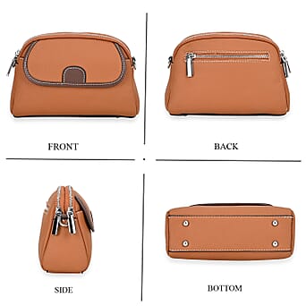 https://tjcuk.sirv.com/Products/77/7/7774508/Leather-Solid-Crossbody-Bag-Size-21x8x15-cm-Tan-Black_7774508_3.jpg?w=342&h=342