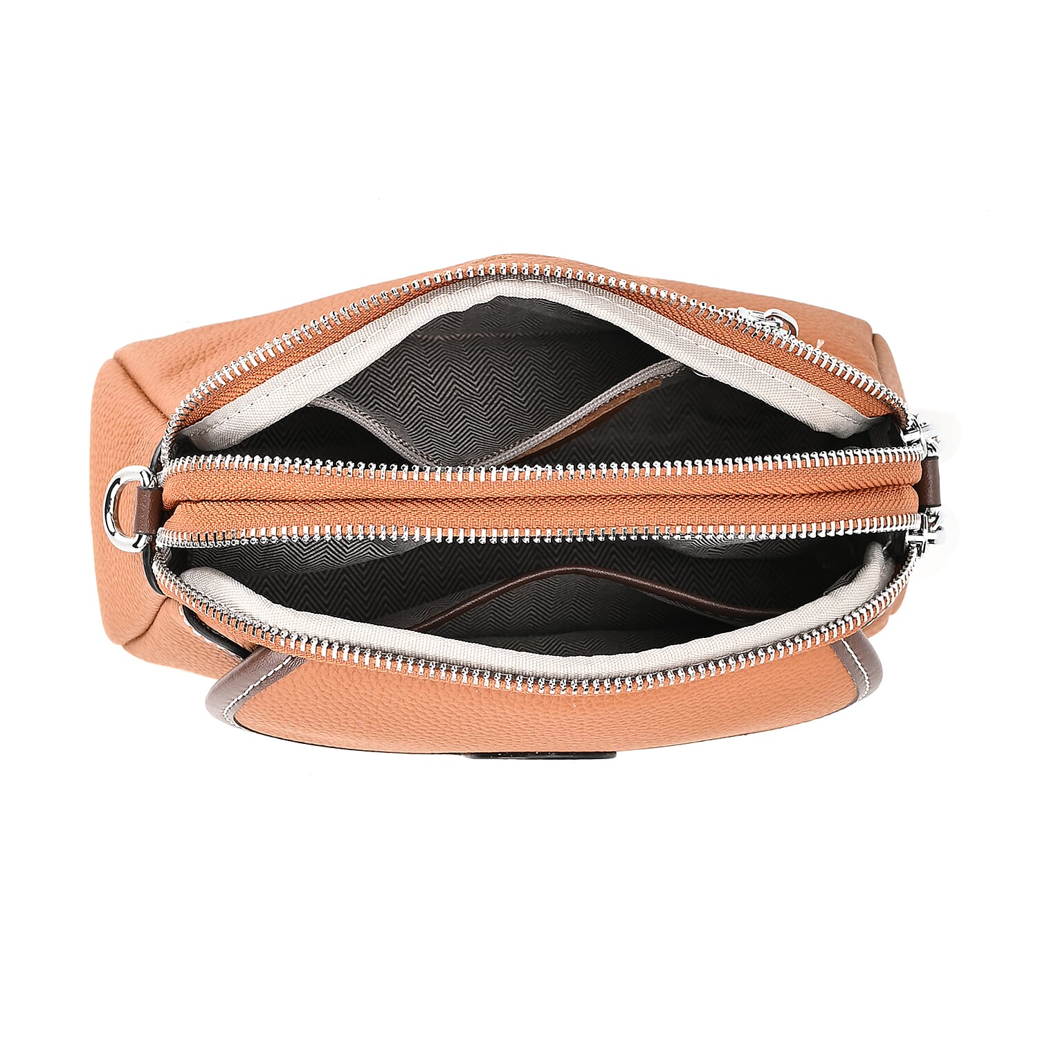 100% Genuine Leather Solid Crossbody Bag (Size 21x8x15 cm) - Tan