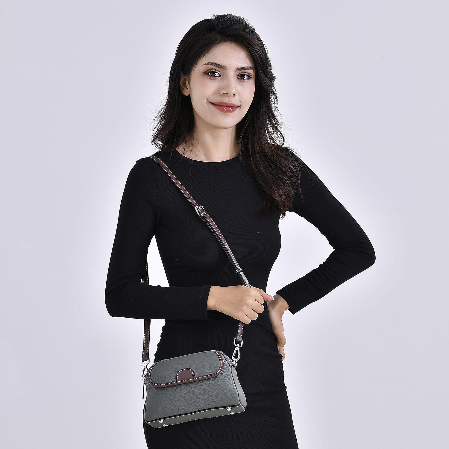 Genuine Leather Crossbody Bag with Long Shoulder Strap - Xanadu