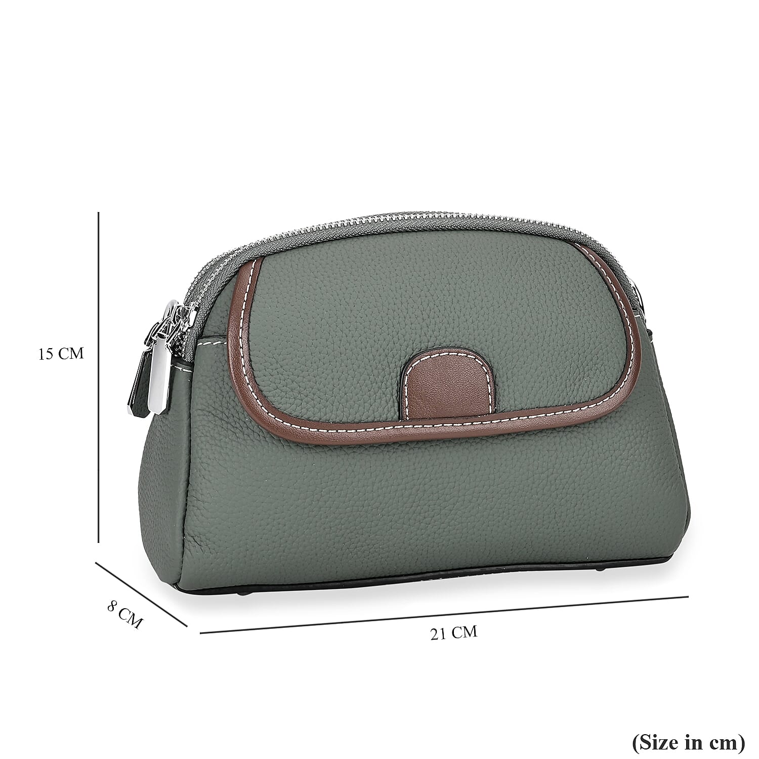 100% Genuine Leather Solid Crossbody Bag (Size 21x8x15 cm) - Green