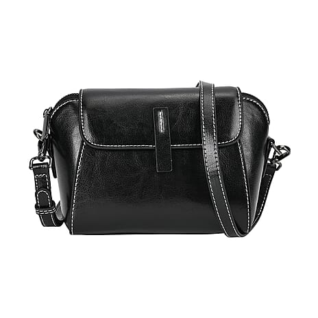 BRAND NEW LAUNCH- Sumptuous quality 100% Genuine Leather Crossbody Bag - Black