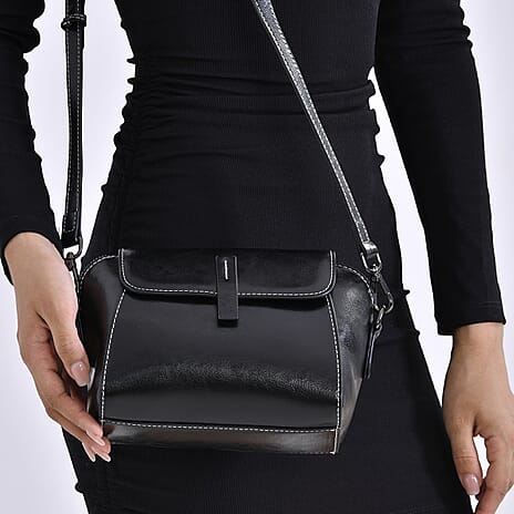 BRAND NEW LAUNCH- Sumptuous quality 100% Genuine Leather Crossbody Bag - Black