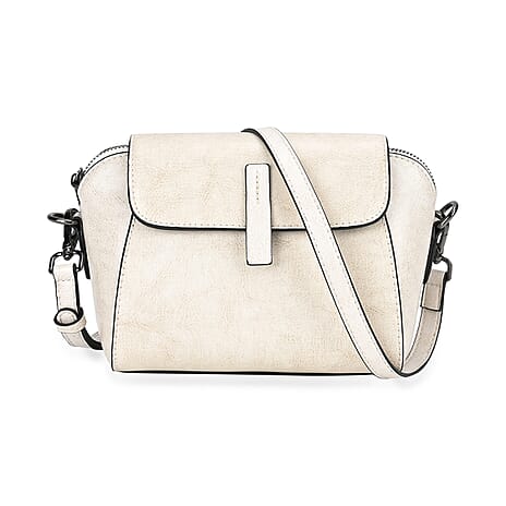 Sumptuous quality 100% Genuine Leather Crossbody Bag - Ivory