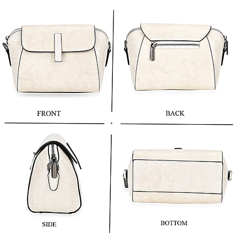 Sumptuous quality 100% Genuine Leather Crossbody Bag - Ivory