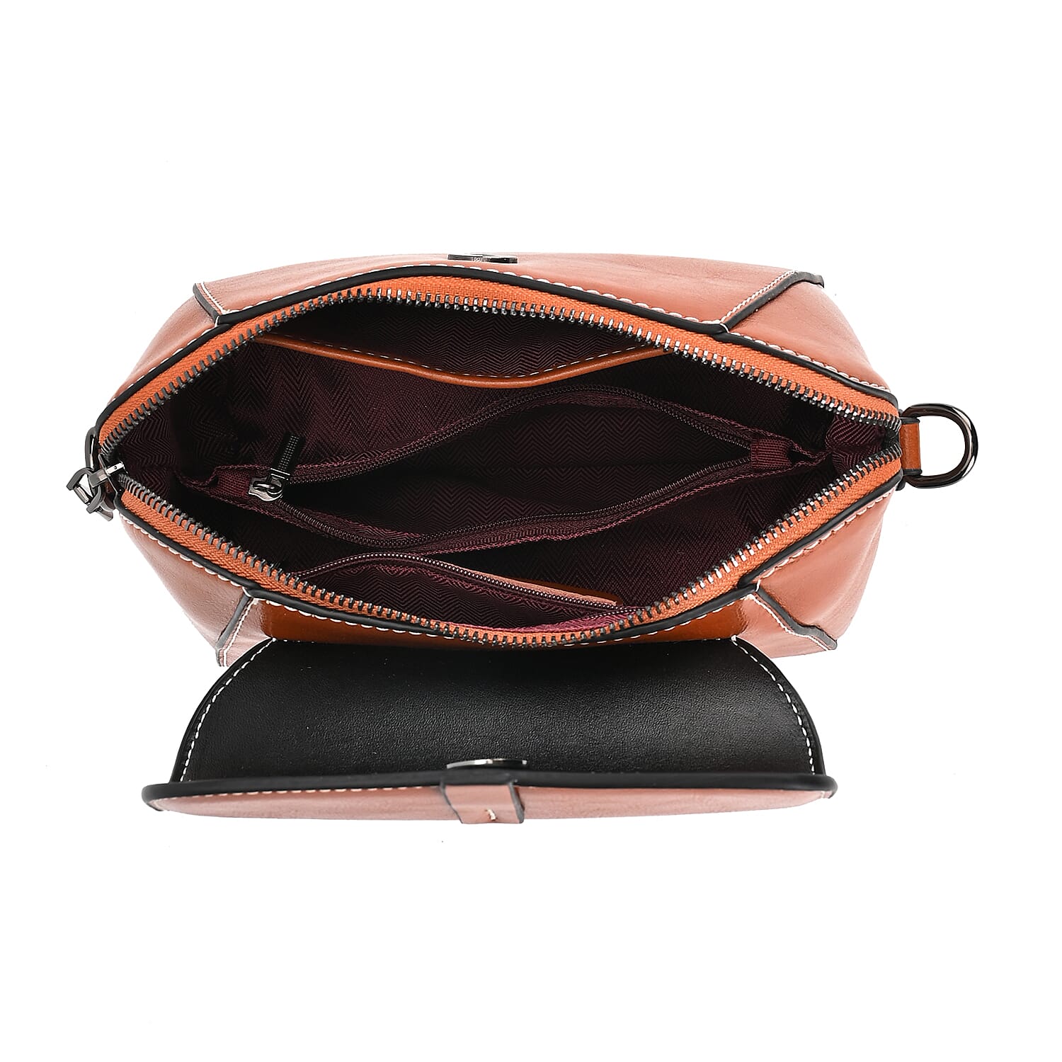 One Time Deal - Designer Inspired Leather Patterned Crossbody Bag (Size 23x10x14 cm) - Tan