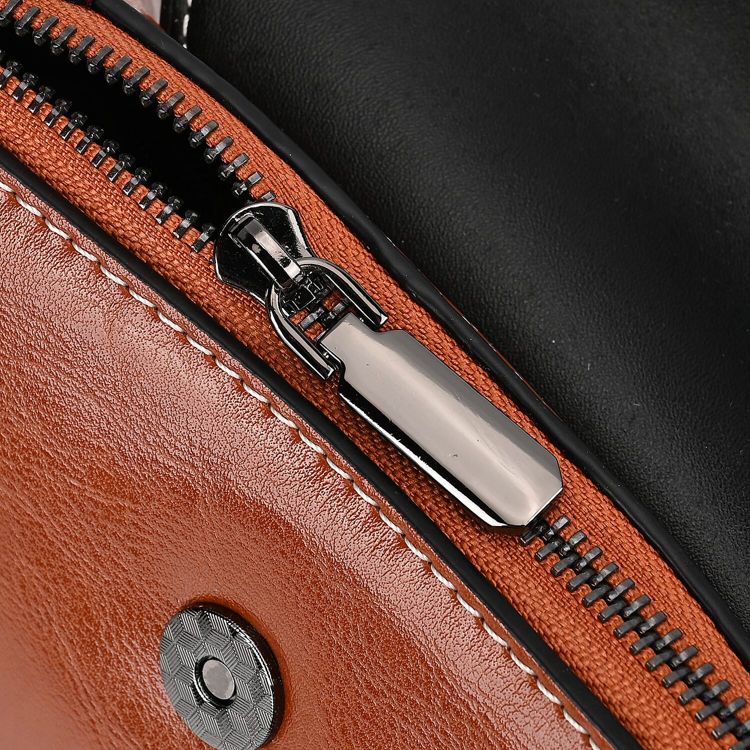 One Time Deal - Designer Inspired Leather Patterned Crossbody Bag (Size 23x10x14 cm) - Tan