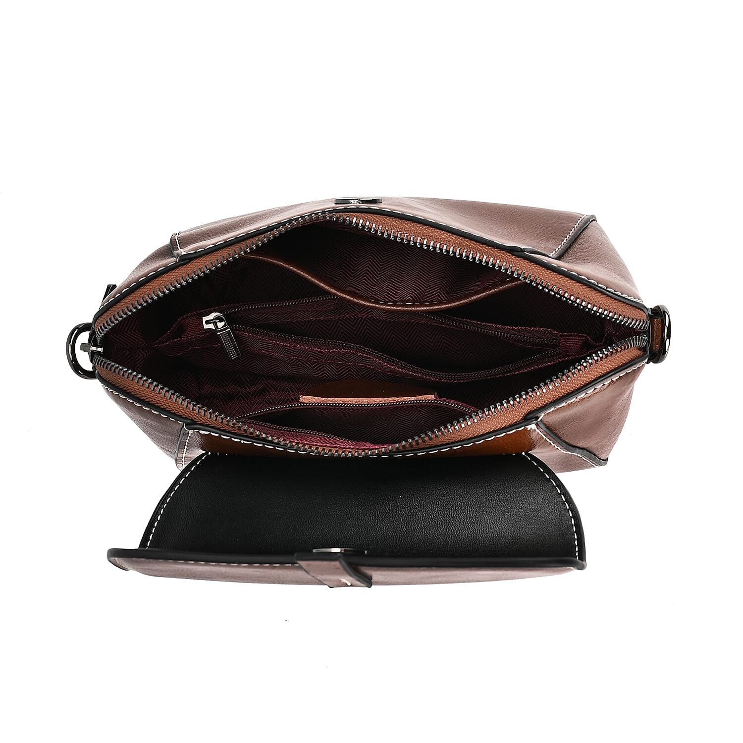 One Time Deal - Designer Inspired Leather Patterned Crossbody Bag (Size 23x10x14 cm) - Brown