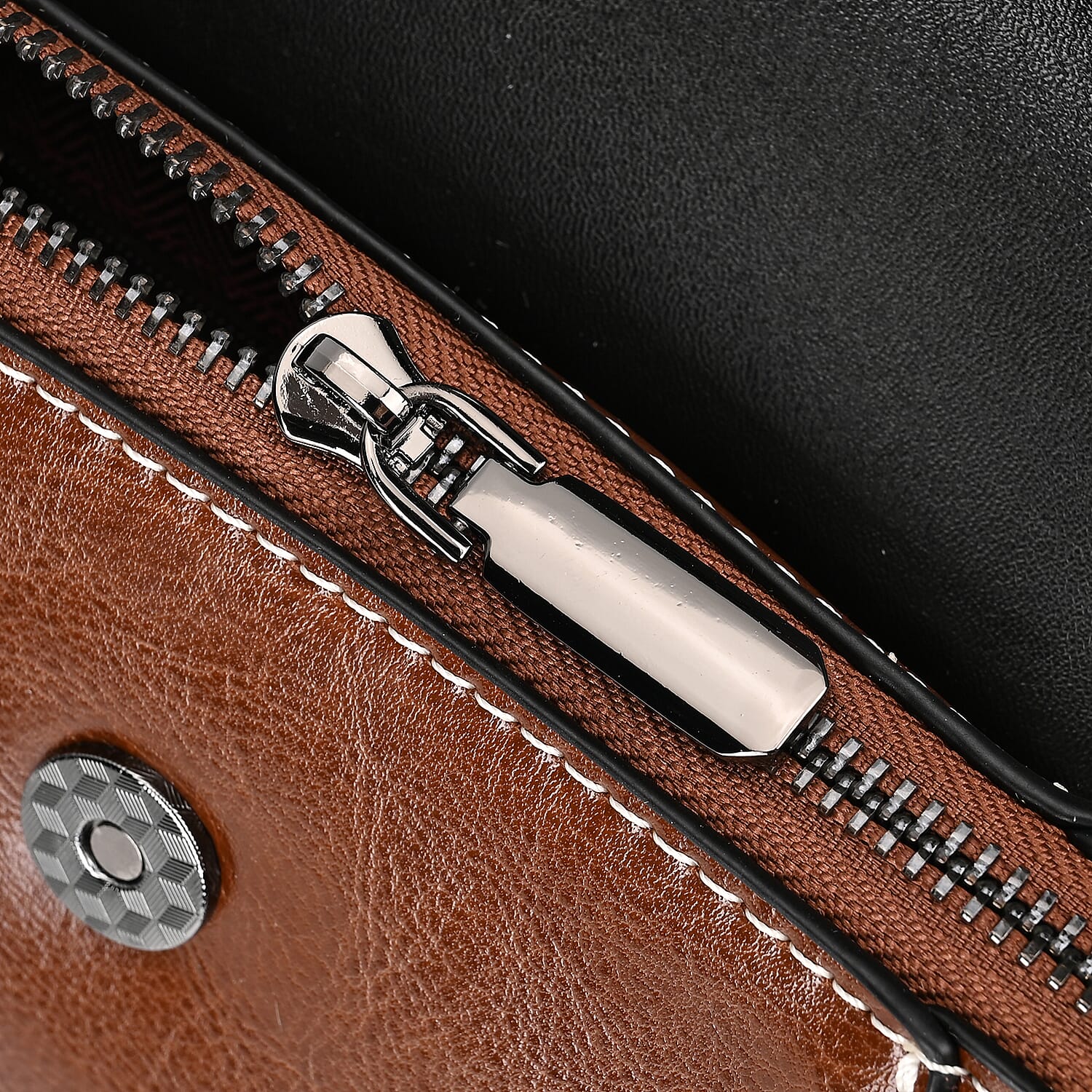 One Time Deal - Designer Inspired Leather Patterned Crossbody Bag (Size 23x10x14 cm) - Brown