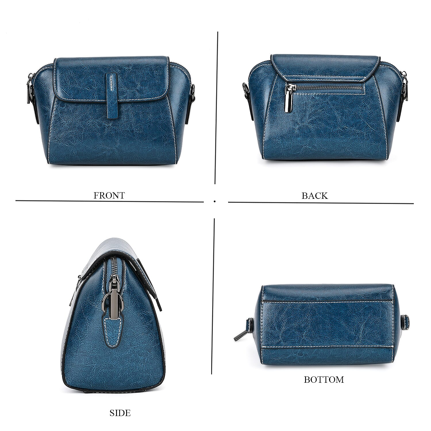 One Time Deal - Designer Inspired Genuine Leather Crossbody Bag - Blue