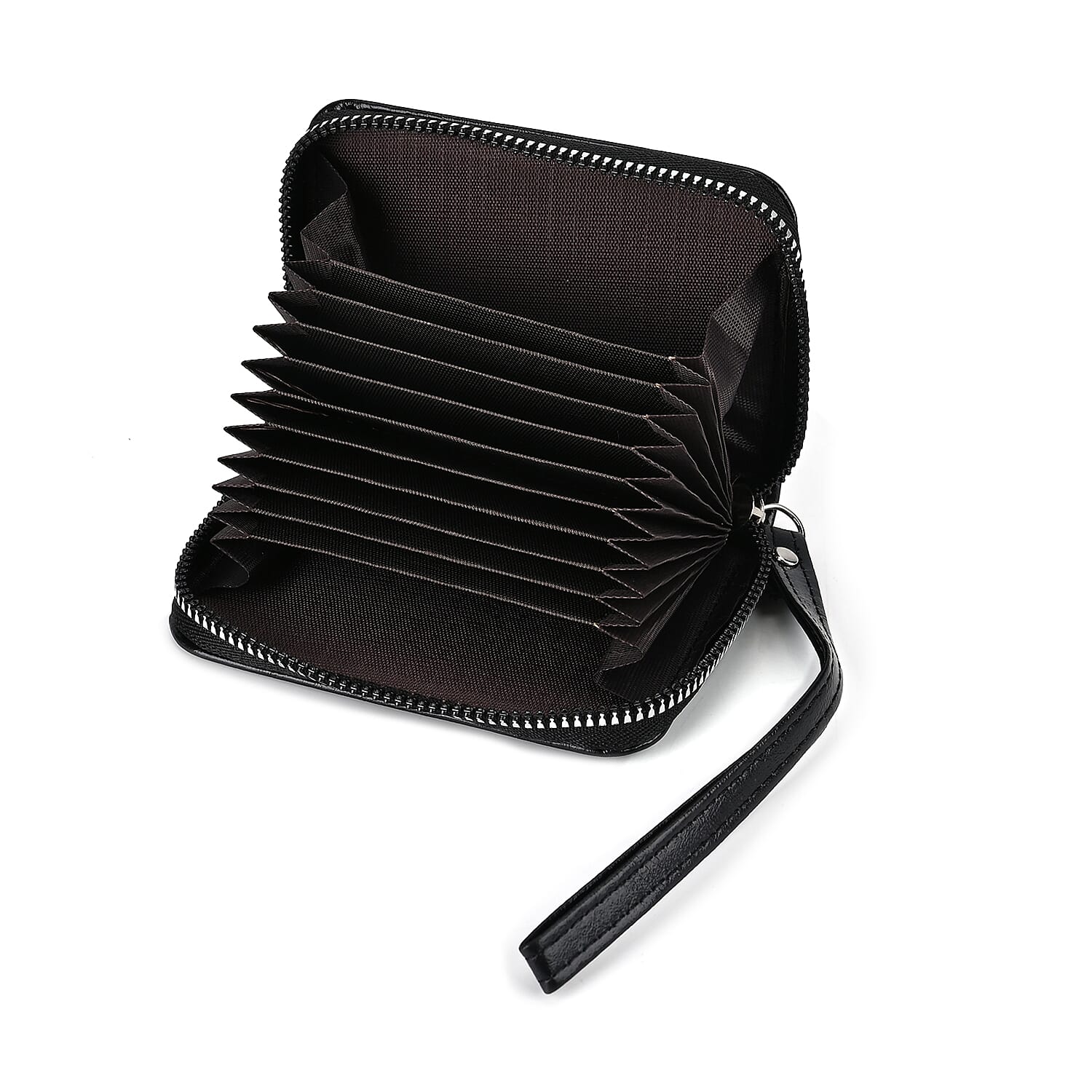 Set of 5 Solid Color Card Holders with Wrist Strap - Black, Purple, Rose Pink, Pink & Yellow