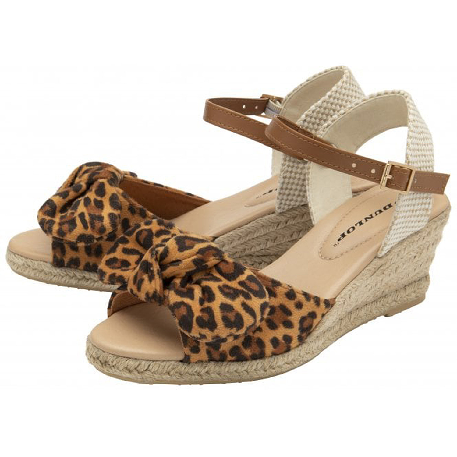 Dunlop-Leopard-Piper-Wedge-Open-Toe-Sandal-Size-3-Leopard