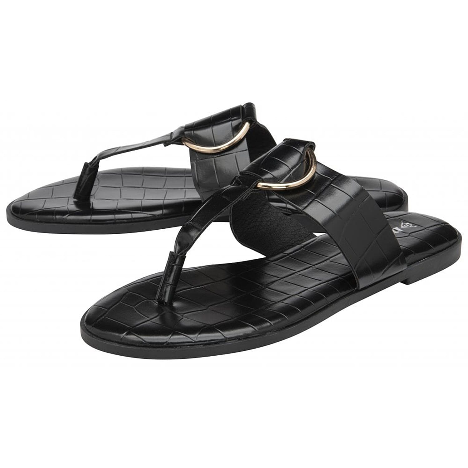 Dunlop Kendall Flat Toe-Post Sandal (Size 3) - Black