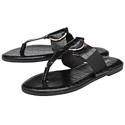  Dunlop Kendall Flat Toe-Post Sandal - Black