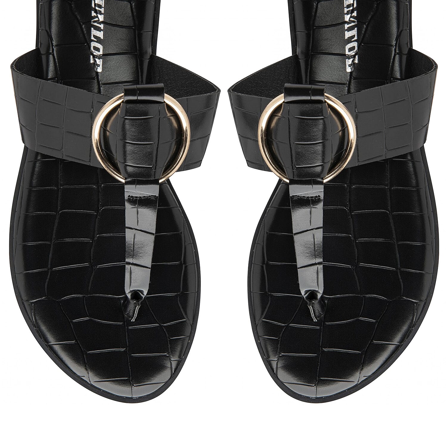 Dunlop Kendall Flat Toe-Post Sandal (Size 3) - Black