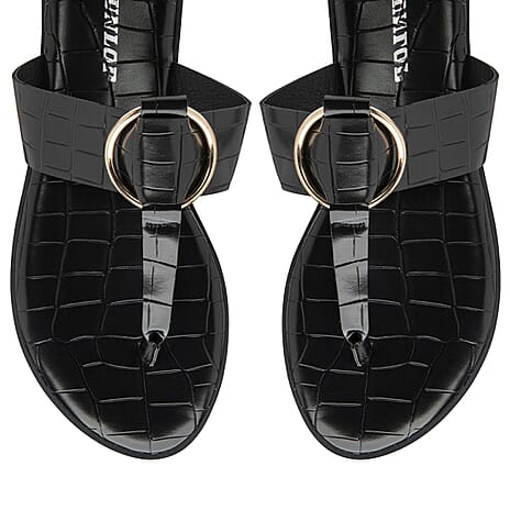 Dunlop Kendall Flat Toe-Post Sandal (Size 3) - Black