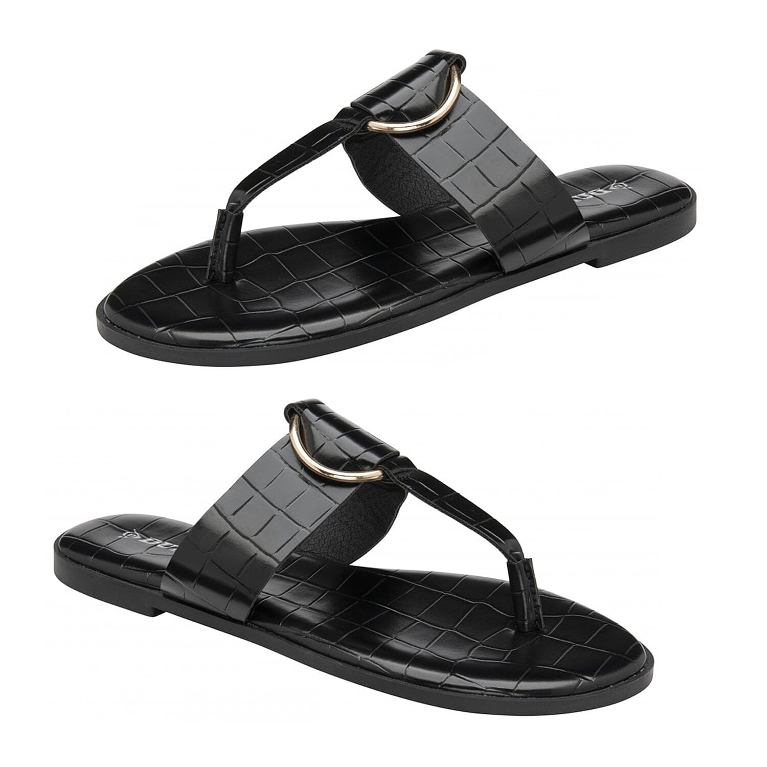 Dunlop Kendall Flat Toe-Post Sandal (Size 3) - Black