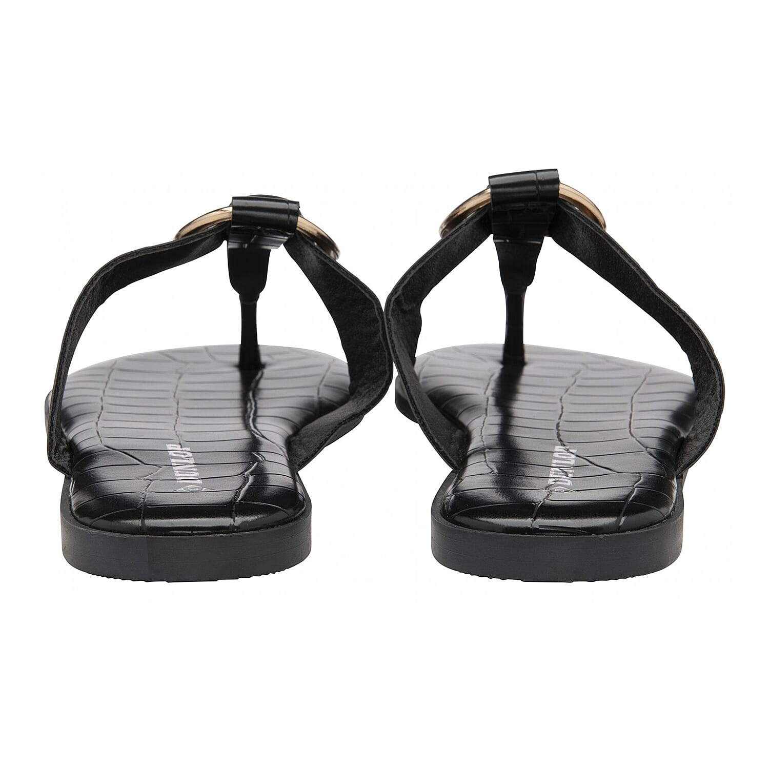 Dunlop Kendall Flat Toe-Post Sandal (Size 3) - Black