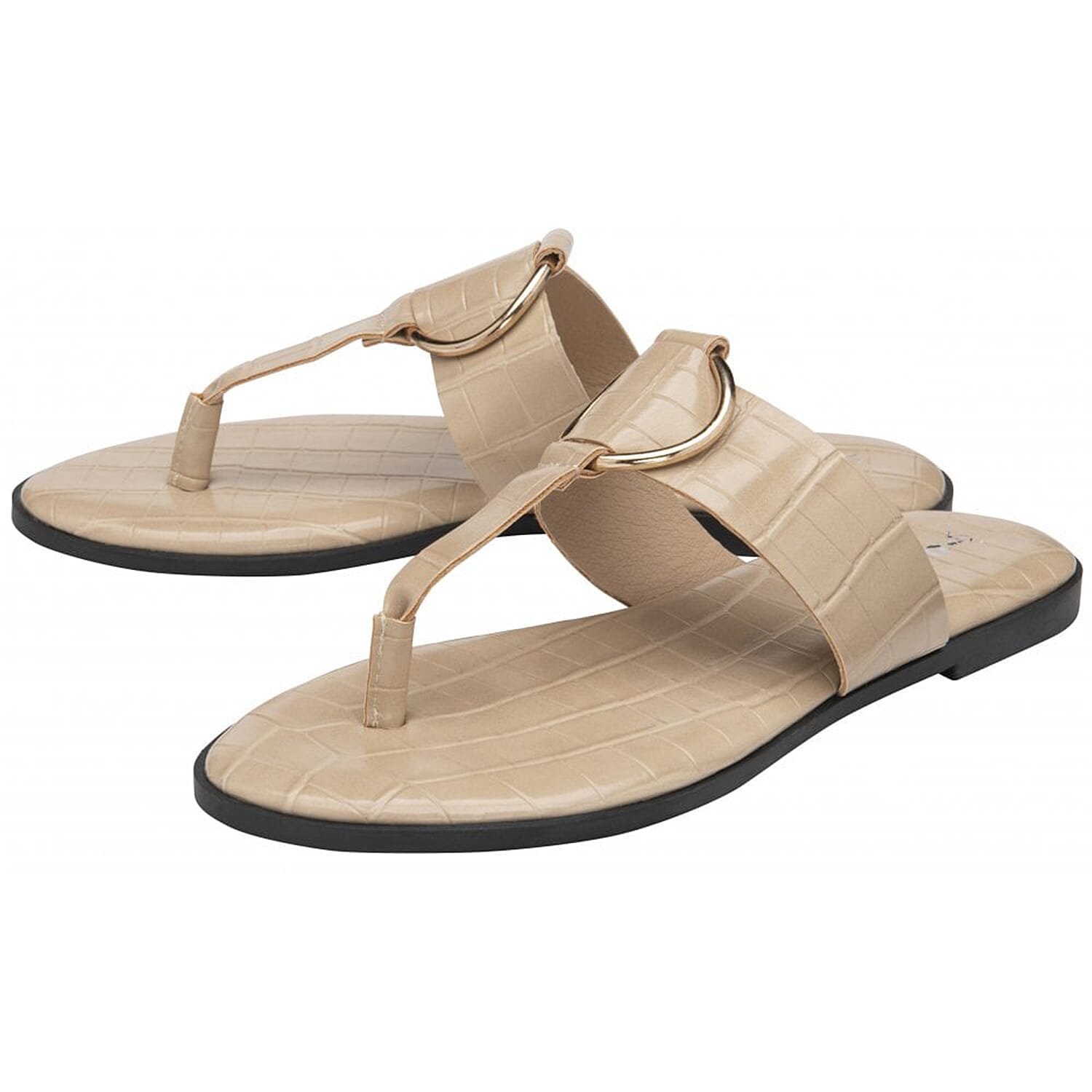 Dunlop Kendall Flat Toe-Post Sandal (Size 4) - Cream