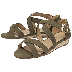 Dunlop Microfibre Portia Wedge Open Toe Sandal - Black