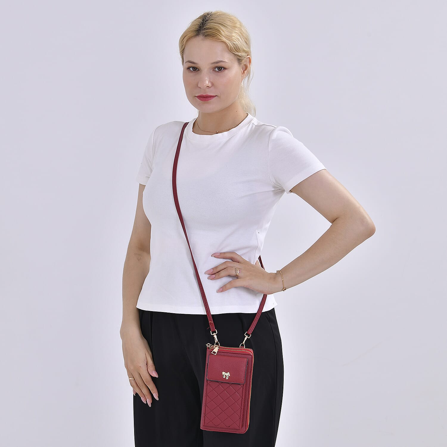 PU Crossbody Cellphone Bag (Size 11x4x19 cm) - Burgundy