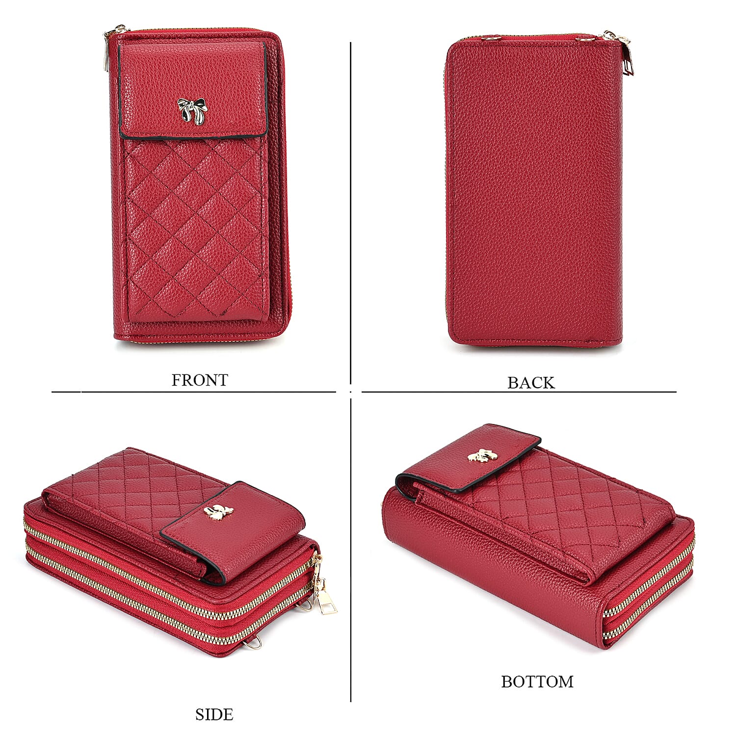 PU Crossbody Cellphone Bag (Size 11x4x19 cm) - Burgundy