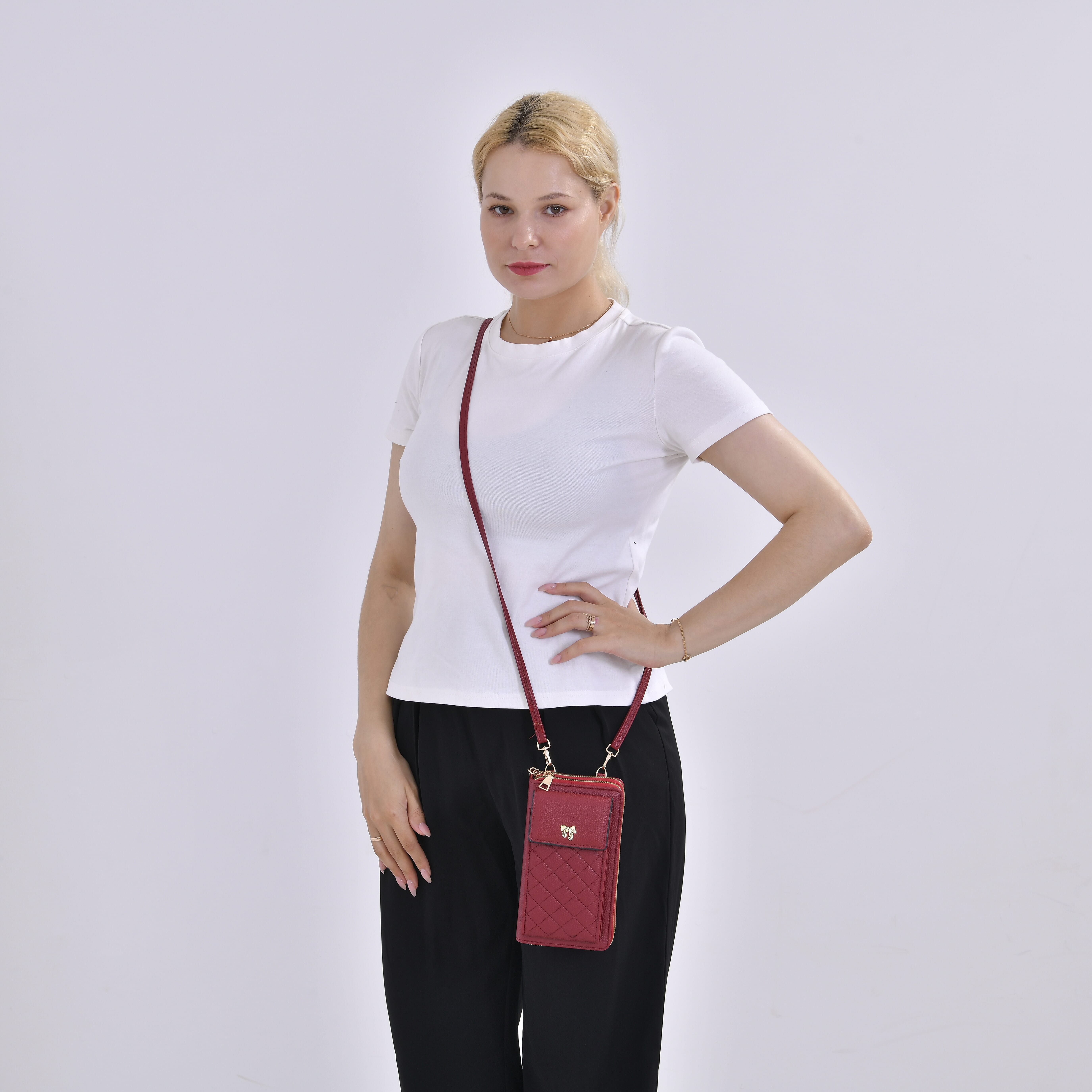 PU Crossbody Cellphone Bag (Size 11x4x19 cm) - Burgundy