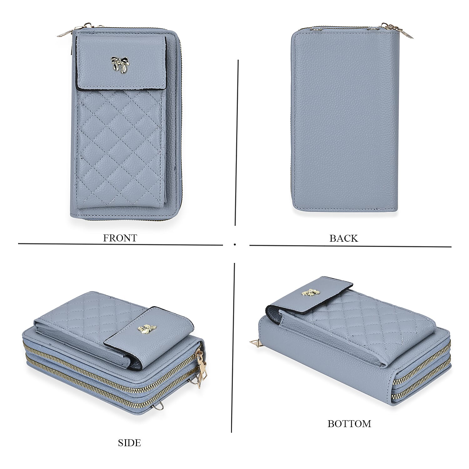 Leatherette Crossbody Mobile Phone Bag - Light Blue