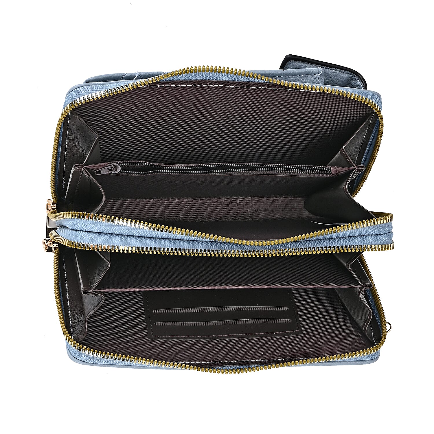 Leatherette Crossbody Mobile Phone Bag - Light Blue