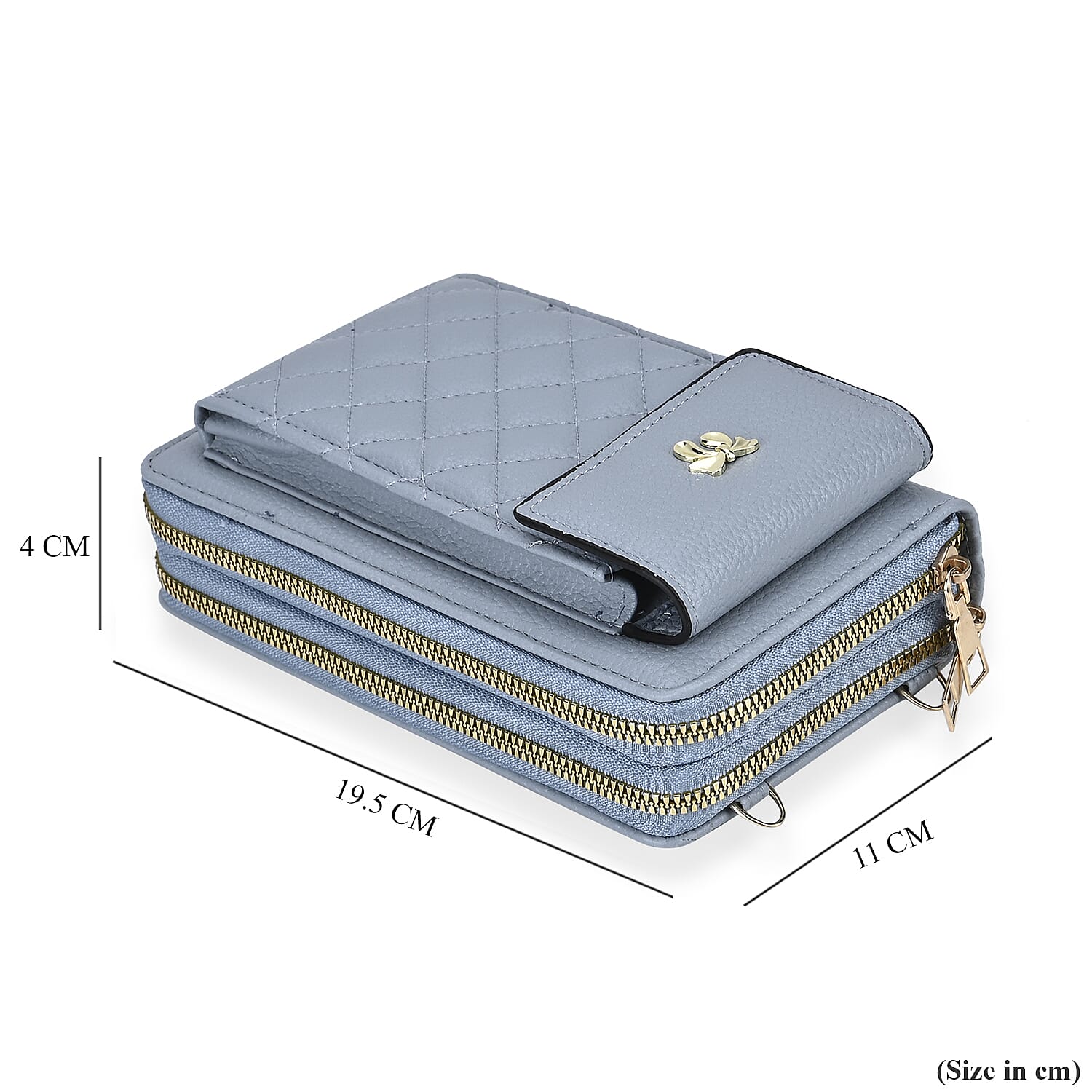 Leatherette Crossbody Mobile Phone Bag - Light Blue