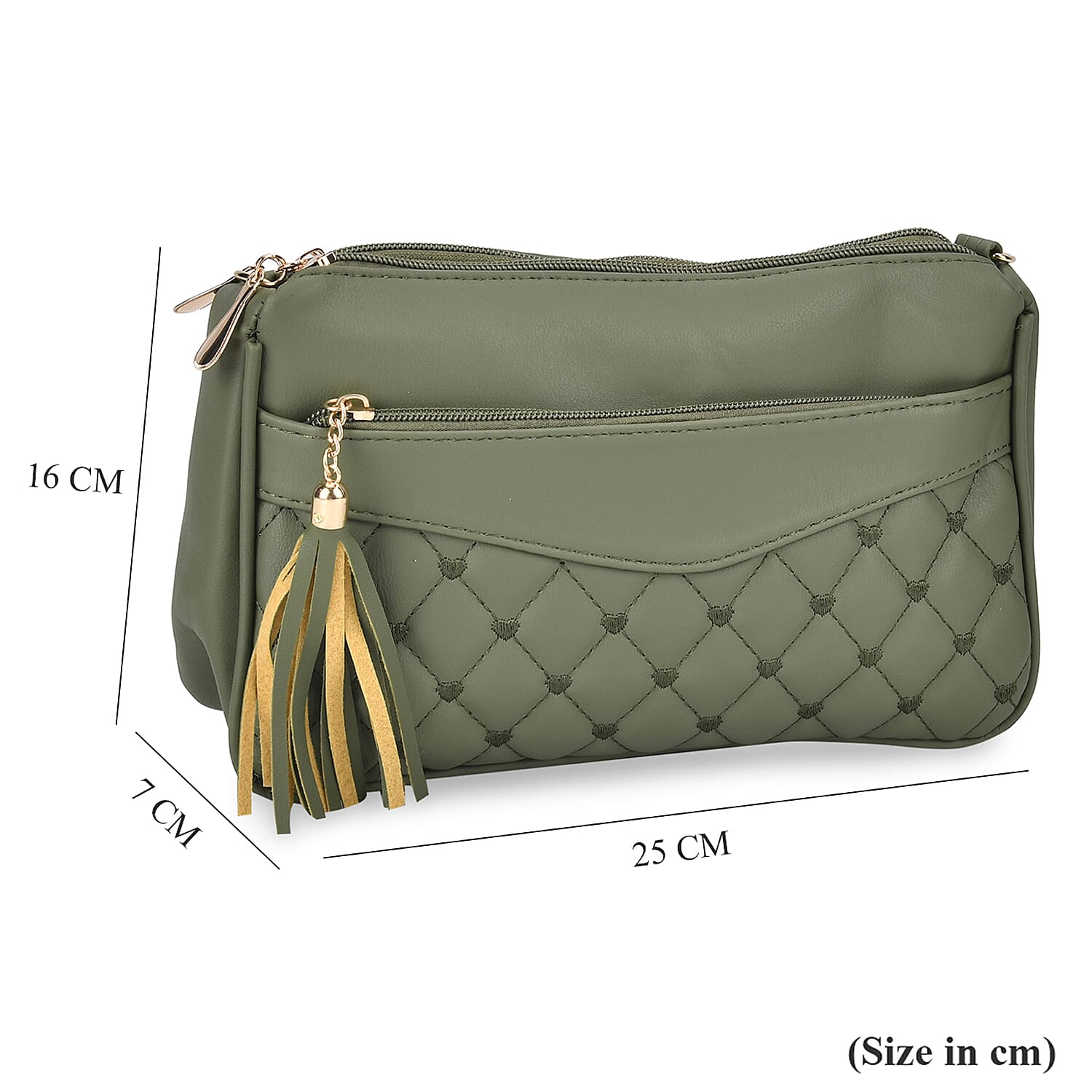 Quilted Messenger Crossbody Bag (Size 25x7x16 cm) - Green & Black