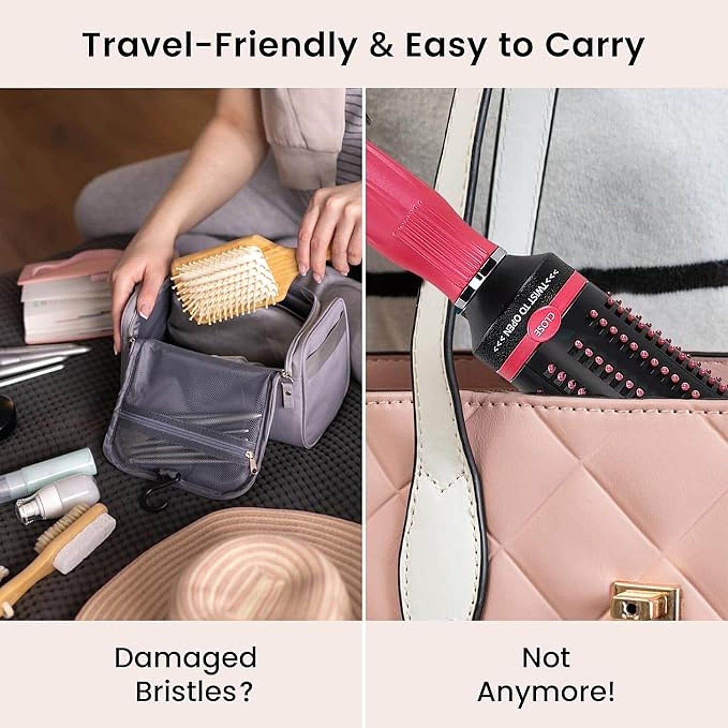 Neomi - Retractable Detangle Hair Brush for Curly Hair, Straight Hair & Wet Hair, Soft Bristle for Long, Thick & Curly Hair | Easy Clean Travel Brush