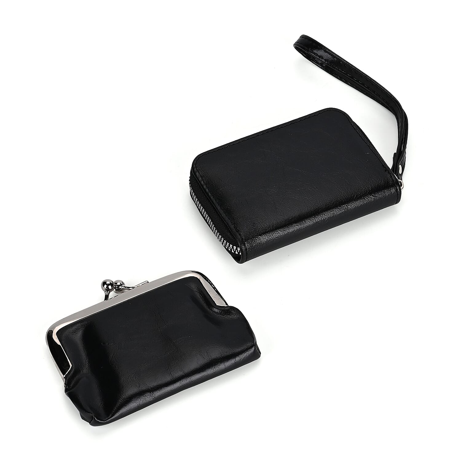 Elegant Monogram Quilted Phone Bag with Matching Clutch Card Holder - Black Elegant Monogram Quilted Phone Bag with Matching Clutch Card Holder - Black