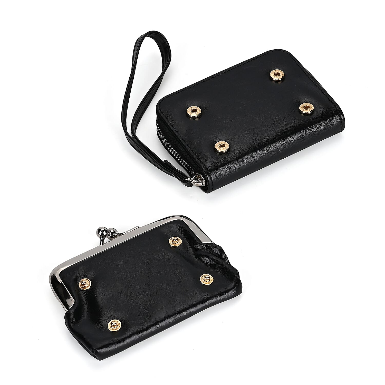 Elegant Monogram Quilted Phone Bag with Matching Clutch Card Holder - Black Elegant Monogram Quilted Phone Bag with Matching Clutch Card Holder - Black