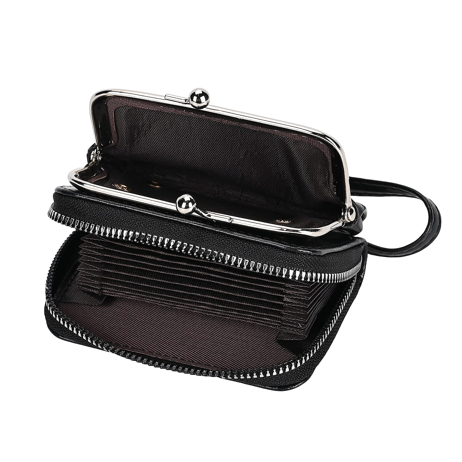 Elegant Monogram Quilted Phone Bag with Matching Clutch Card Holder - Black Elegant Monogram Quilted Phone Bag with Matching Clutch Card Holder - Black