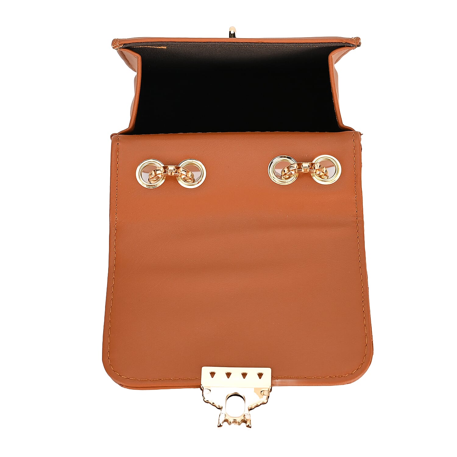 PU Solid Crossbody Bag (Size 13x6x18 cm) - Brown