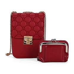 Elegant Monogram Quilted Phone Bag with Matching Clutch Card Holder