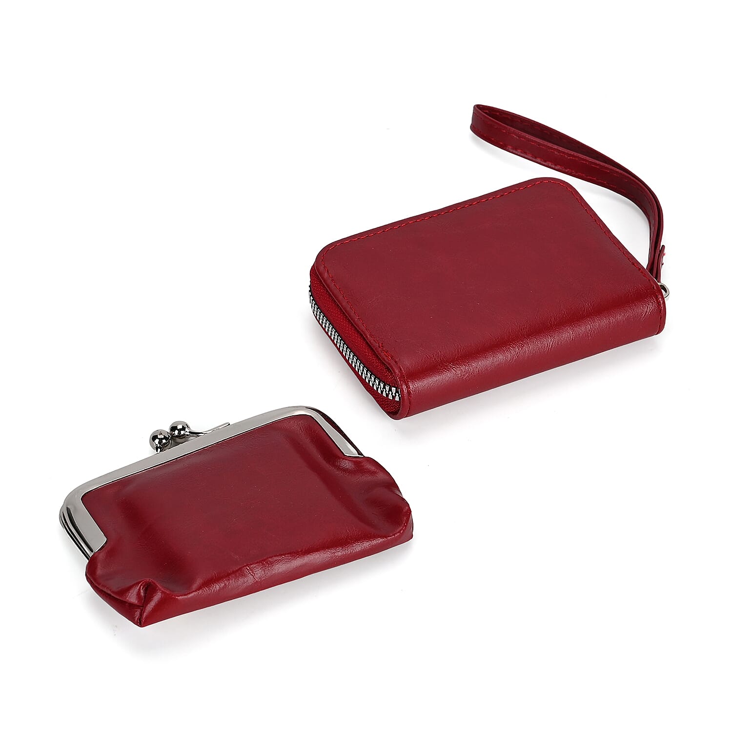 Elegant Monogram Quilted Phone Bag with Matching Clutch Card Holder - Burgundy