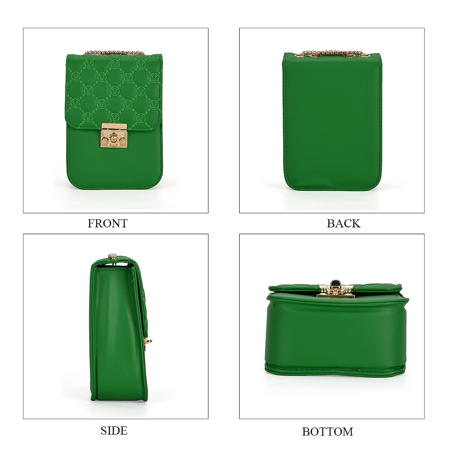 PU Solid Crossbody Bag (Size 13x6x18 cm) - Green