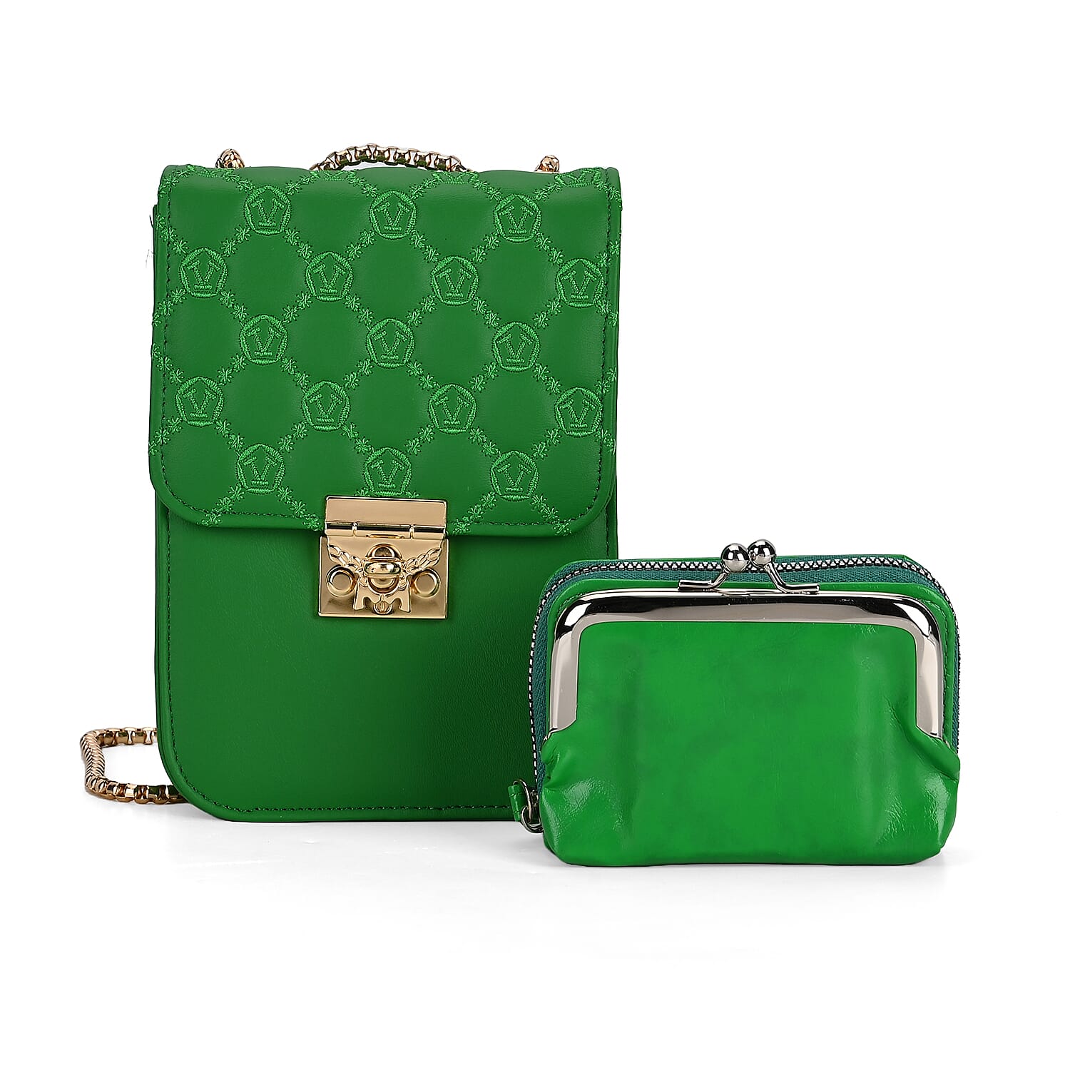 PU Solid Crossbody Bag (Size 13x6x18 cm) - Green