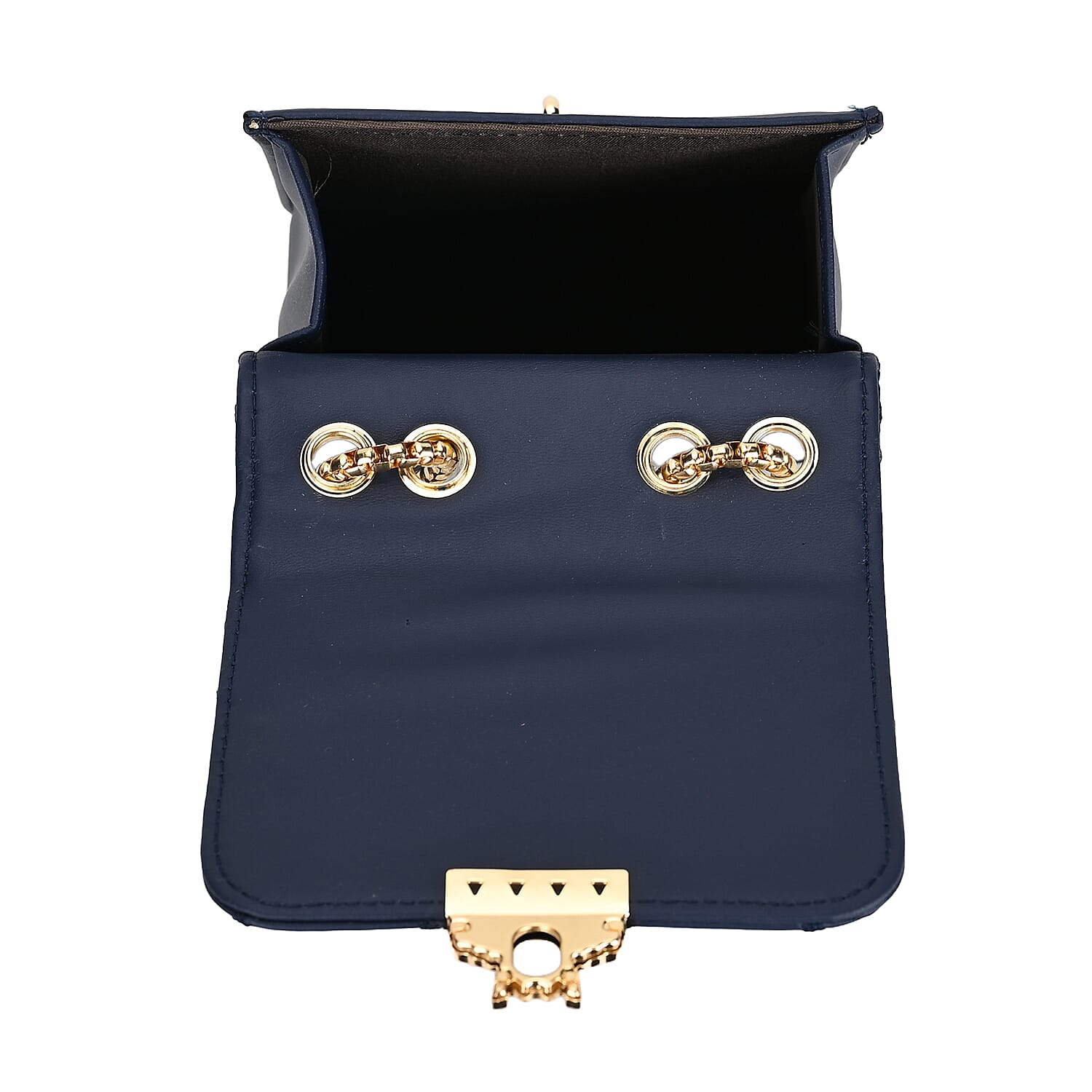 PU Solid Crossbody Bag (Size 13x6x18 cm) - Navy