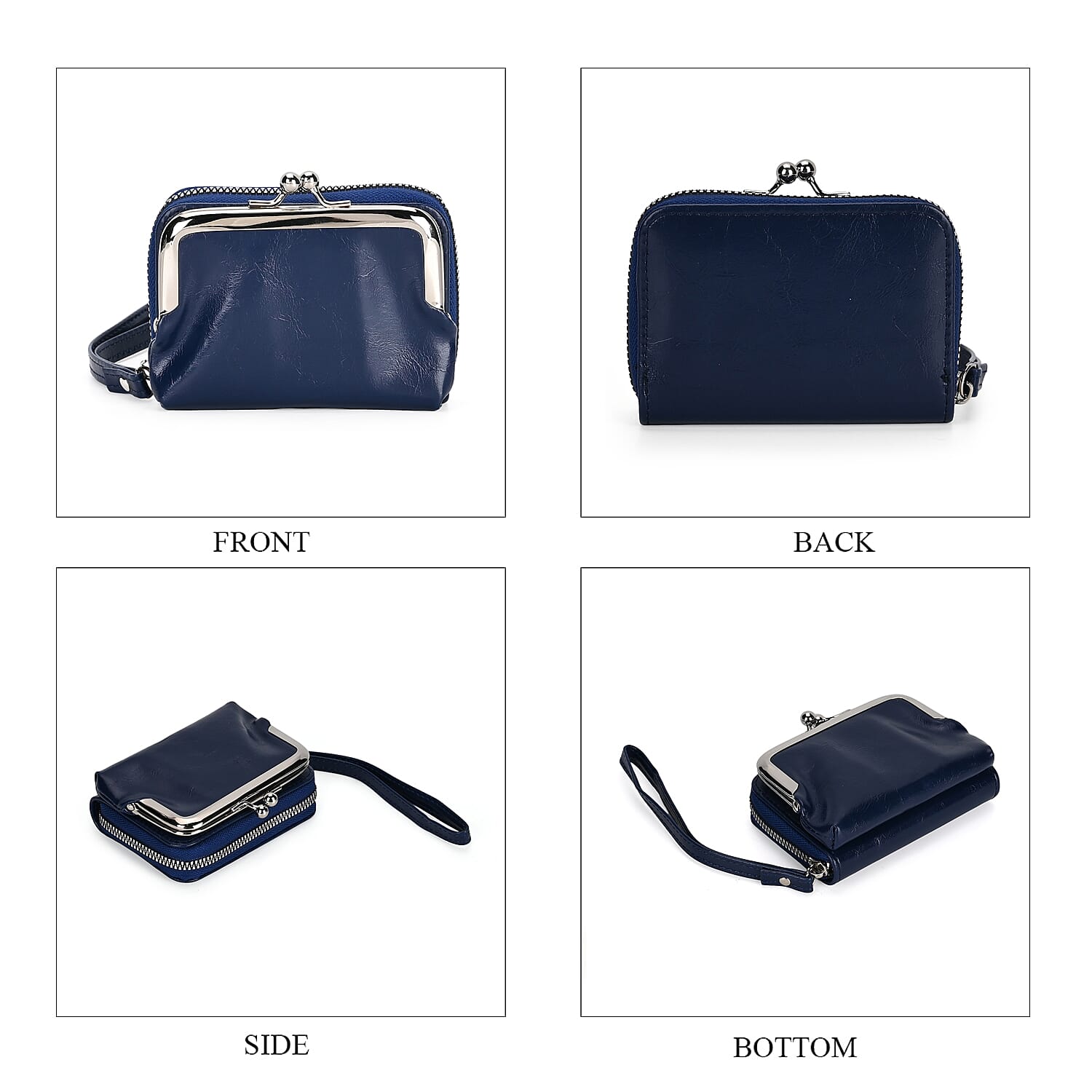 PU Solid Crossbody Bag (Size 13x6x18 cm) - Navy