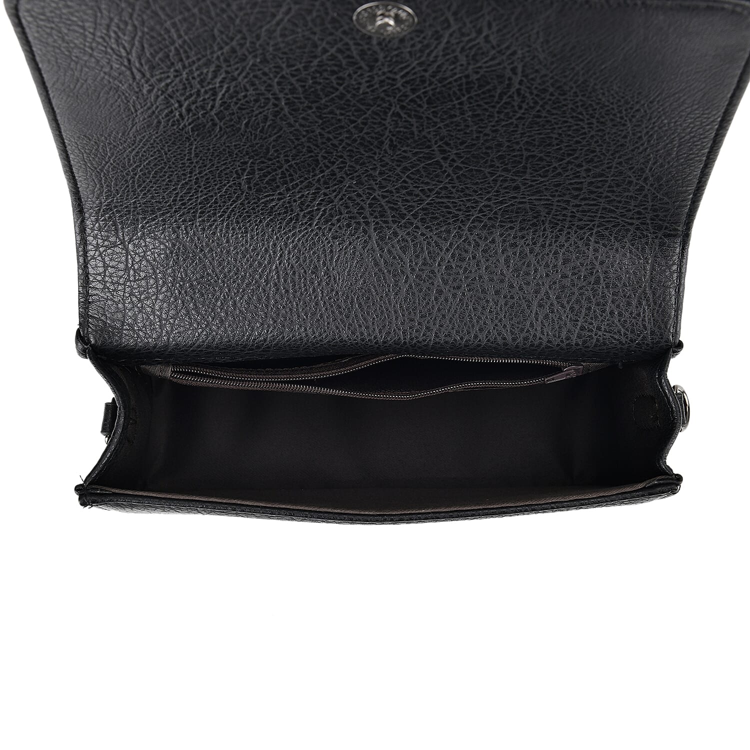 Leatherette Crossbody Bag with Card Holder - Black