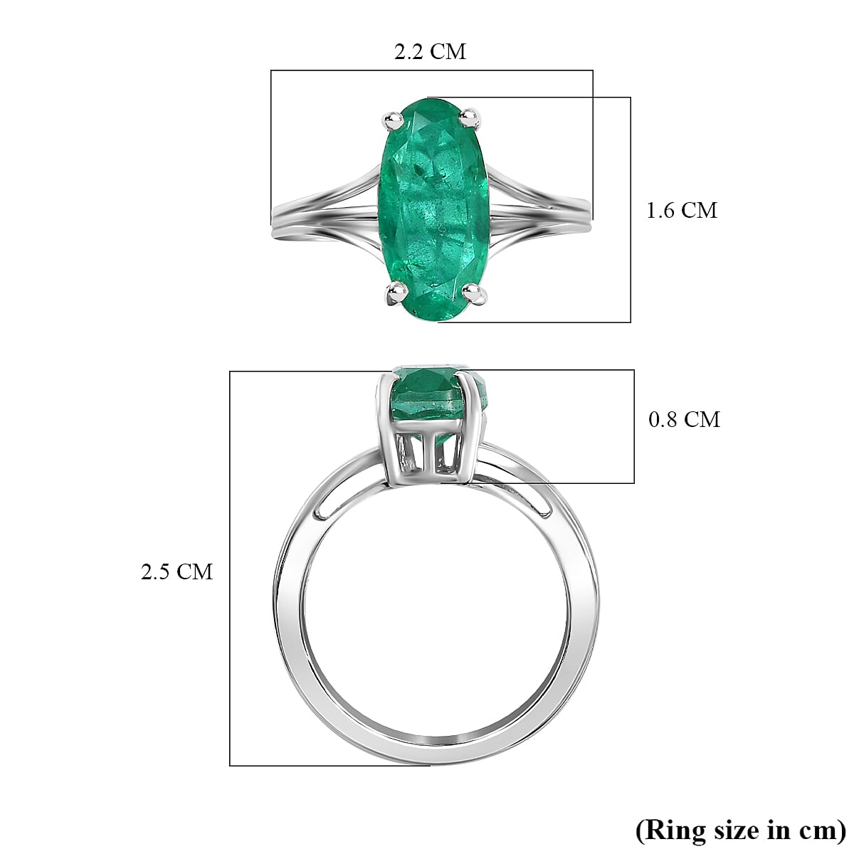 Emeraldine Triplet Quartz  Solitaire Ring in Platinum Overlay Sterling Silver 3.52 Ct