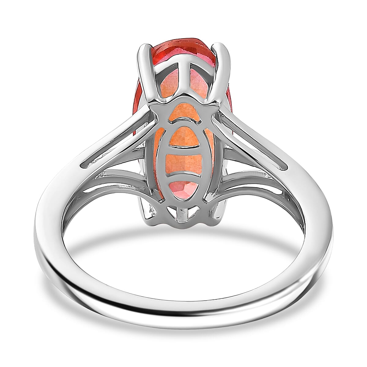 Padparadscha Triplet Quartz Solitaire Ring in Platinum Overlay Sterling Silver 3.50 Ct
