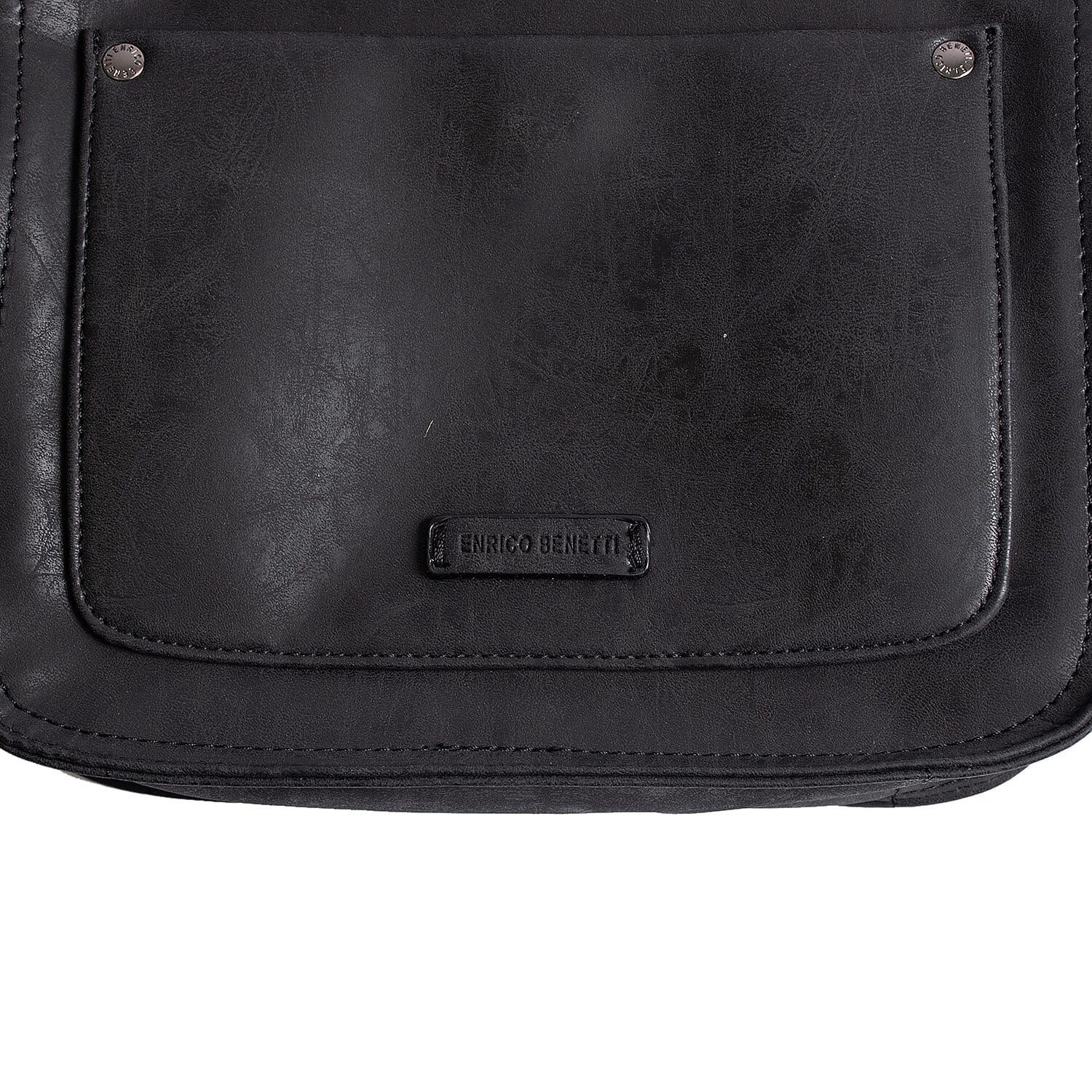 Leatherette Shoulder Bag with Handle Drop - Black