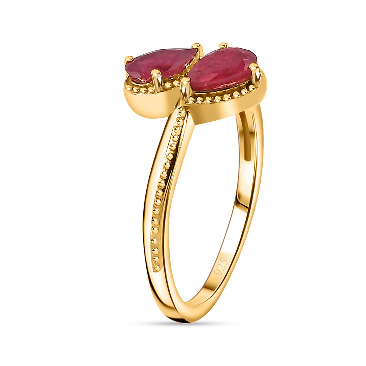 Ruby Bypass Ring in 18K YG Vermeil Plated Sterling Silver 1.10 Ct