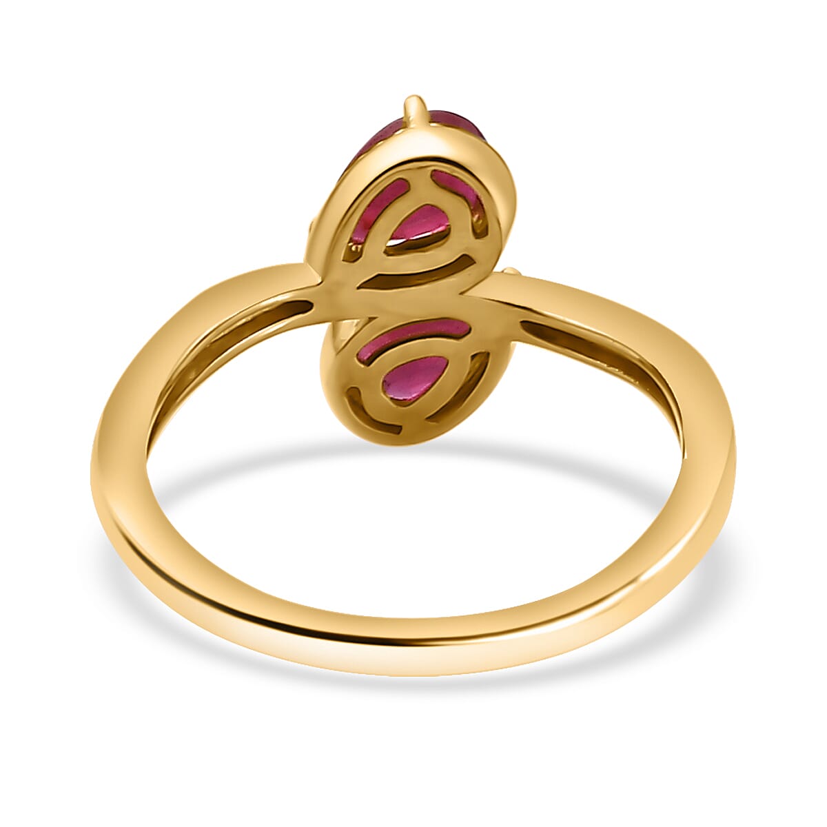 Ruby Bypass Ring in 18K YG Vermeil Plated Sterling Silver 1.10 Ct